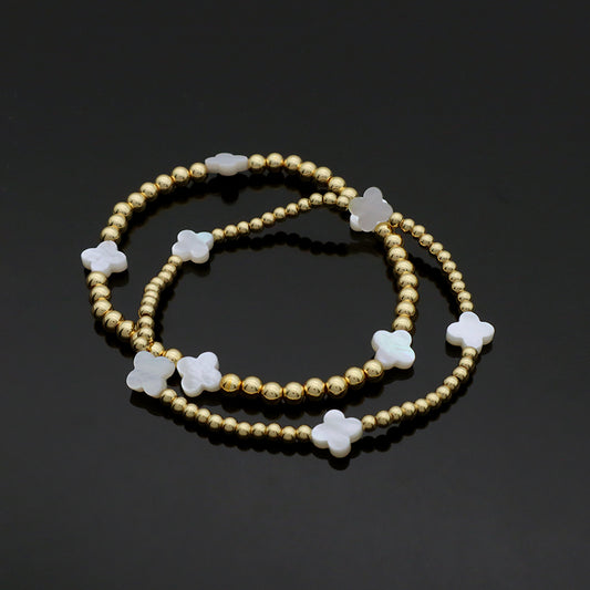 Newest Wholesale OEM Factory Fashion Custom Handmade Fashionable Brass Bead Shell Charm Bracelet For Gift Women
