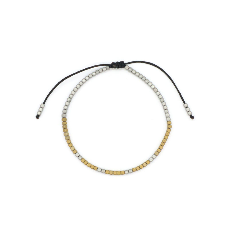 Best Friend Ajustable Handmade OEM Wholesale Fashionable Customized Woven Braided Hematite Beads Bangle Bracelet For Women Men