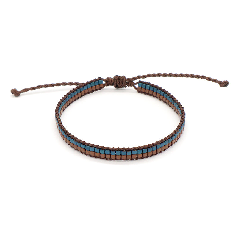 Good Quality Oem Wholesale Custom Woven Best Friend Simple Design  Handmade Ajustable double rows Hematite Beads Bangle Bracelet