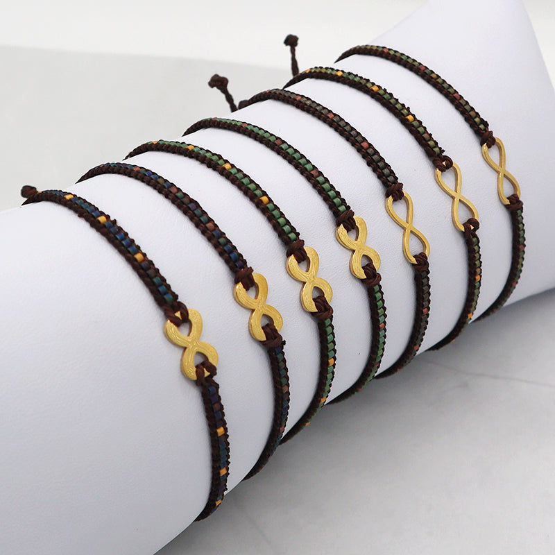 Custom Miyuki Seed Beads Macrame Bracelet Jewelry Adjustable Woven Handmade Cross Skull Stainless Steel Charm Miyuki Bracelet