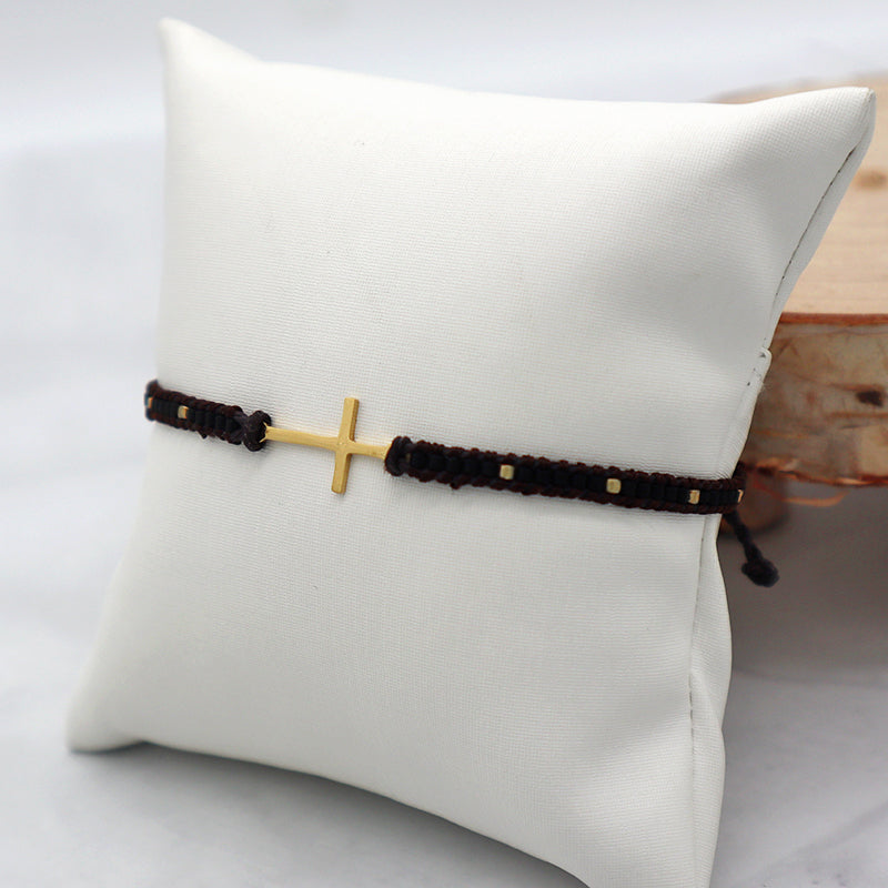 Custom Miyuki Seed Beads Macrame Bracelet Jewelry Adjustable Woven Handmade Cross Skull Stainless Steel Charm Miyuki Bracelet