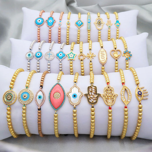 Top Quality Real Gold Plated Wholesale Trendy Evil Eyes Bracelet For Women Fashion Adjustable Jewelry Designs Bracelet