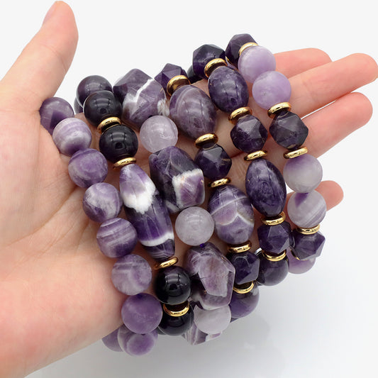 Good Quality Wholesale Wowan Jewelry Handmade Custom Beaded Bracelet Bangle Natural Stone Amethyst Bracelets
