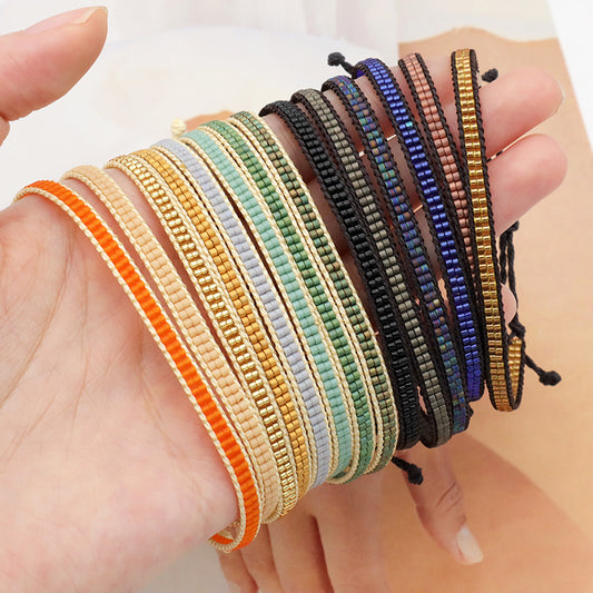 Oem Custom Handmade Fashion Wax Wire Adjust Thread Miyuki Beads Bracelet