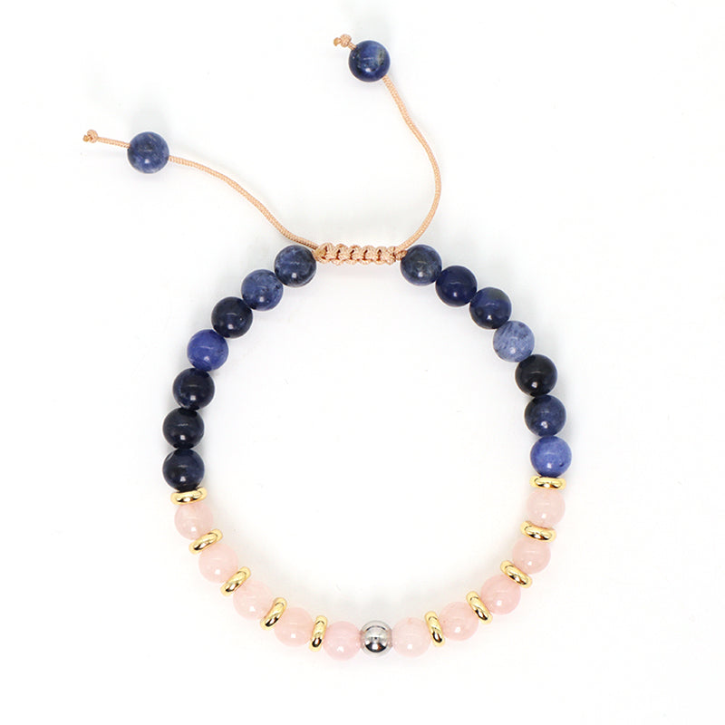 6mm Healing Energy Gemstone Handmade Custom Gold Plated Charm Adjustable Woven Men Women Macrame Amethyst Natural Stone Bracelet