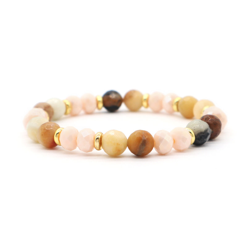 OEM China Factory Wholesale Custom Manufacture Various Elastic Gemstone Healing Energy Glass Crystal Natural Stone Bead Bracelet