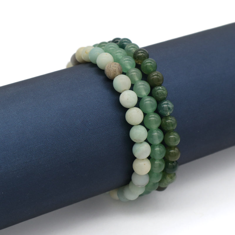 Friendship Custom Wholesale Trendy Manufacture Lucky Gemstone 6mm Natural Stone Beads Elastic Handmade Bracelet For Women Men