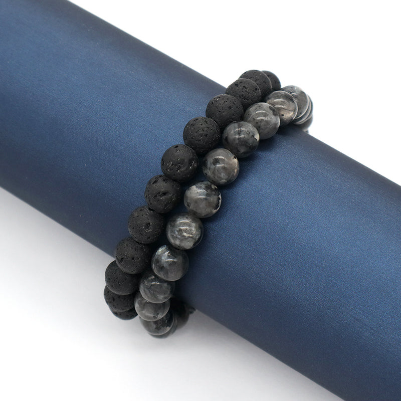 Custom OEM China Factory Wholesale Fashion Women Men Jewelry Healing Elastic Handmade 8mm Lava Natural Stone Beads Bracelet