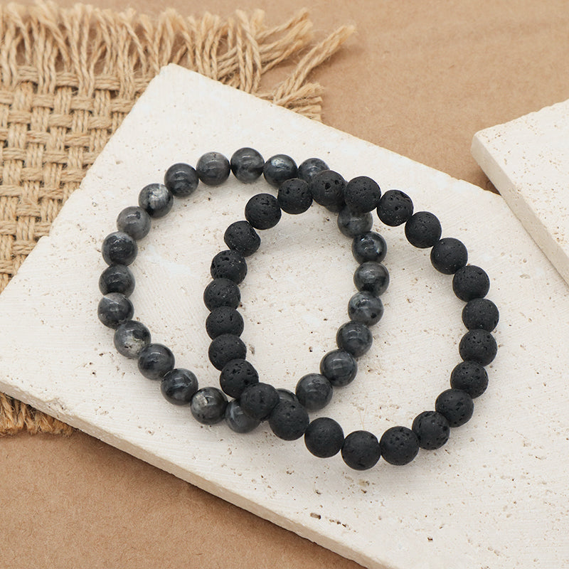 Custom OEM China Factory Wholesale Fashion Women Men Jewelry Healing Elastic Handmade 8mm Lava Natural Stone Beads Bracelet
