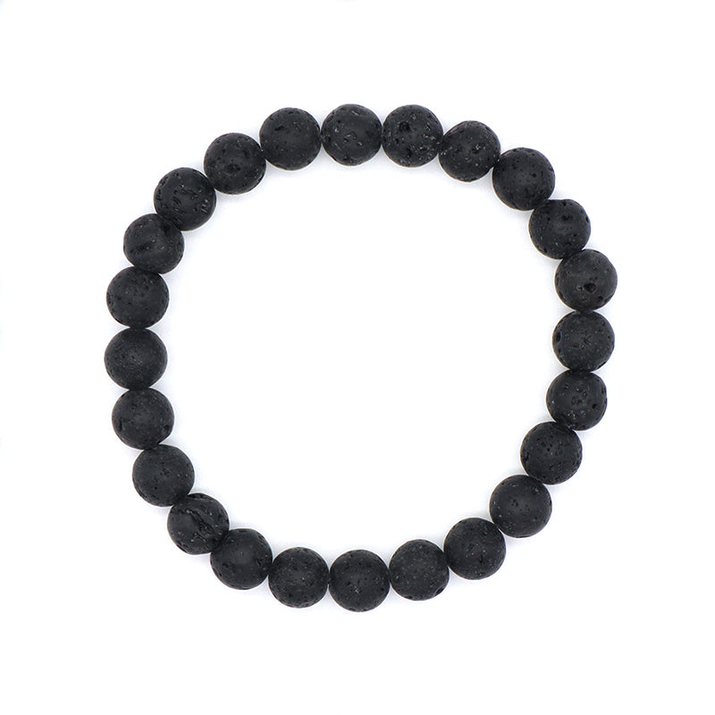 Custom OEM China Factory Wholesale Fashion Women Men Jewelry Healing Elastic Handmade 8mm Lava Natural Stone Beads Bracelet