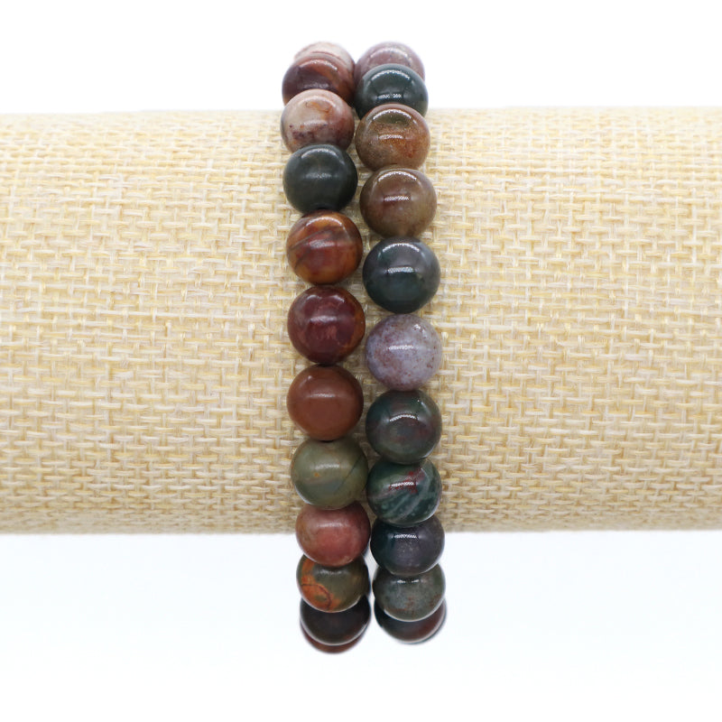 Handmade Wholesale Customized OEM Factory Fashionable Jewelry Healing Elastic 8mm Natural Stone Beads Bracelet For Women Men