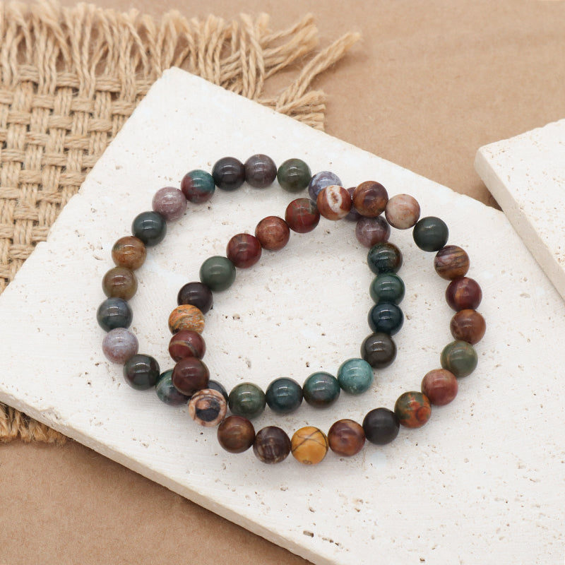Handmade Wholesale Customized OEM Factory Fashionable Jewelry Healing Elastic 8mm Natural Stone Beads Bracelet For Women Men