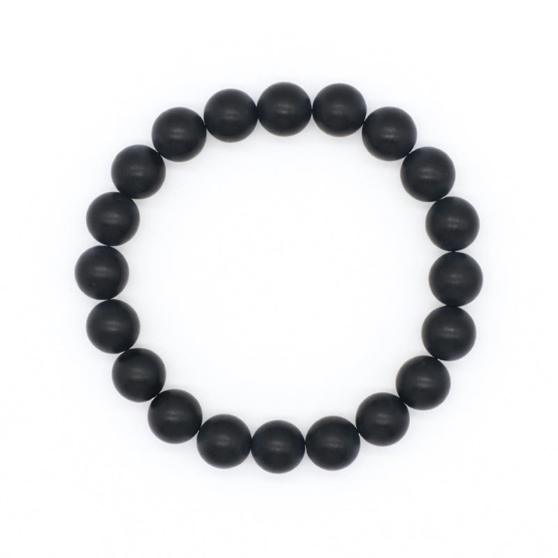 Healing Fashion Jewelry Custom OEM Factory Wholesale Energy Elastic Handmade 10mm Natural Stone Black Lava Bead Men Bracelet