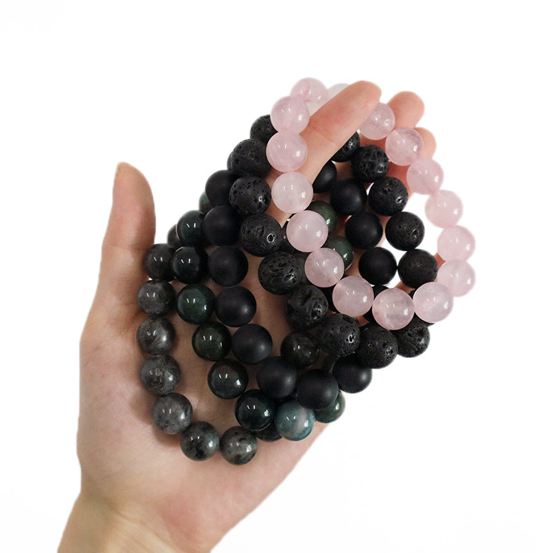 New Bulk Sale Jewelry Custom OEM Factory Healing Energy YoGa Elastic Handmade 12mm Natural Stone Bead Bracelet For Men Women
