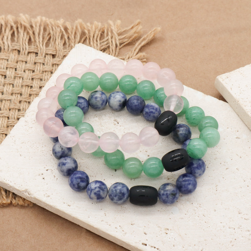 Handmade Custom OEM Factory Jewelry Healing Energy YoGa Elastic Black Onyx Beads Charm10mm Natural Stone Bracelet For Men Women