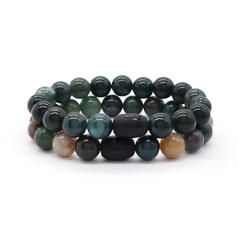 OEM Factory Jewelry Handmade Custom Energy Healing YoGa Elastic 10mm Natural Stone Beads Black Onyx Charm Bracelet For Men Women