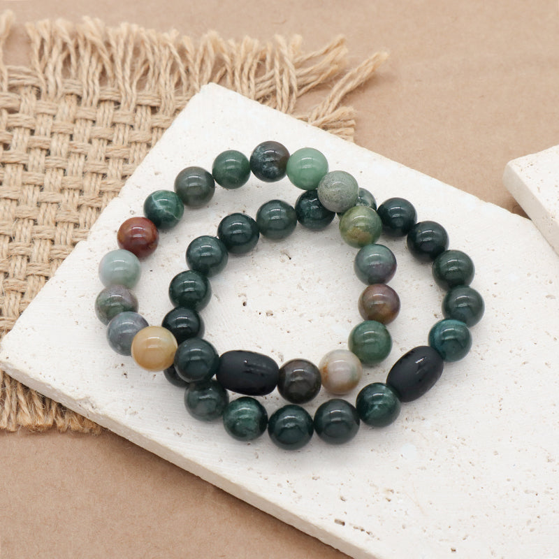 OEM Factory Jewelry Handmade Custom Energy Healing YoGa Elastic 10mm Natural Stone Beads Black Onyx Charm Bracelet For Men Women