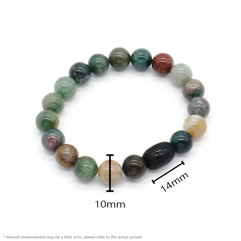OEM Factory Jewelry Handmade Custom Energy Healing YoGa Elastic 10mm Natural Stone Beads Black Onyx Charm Bracelet For Men Women