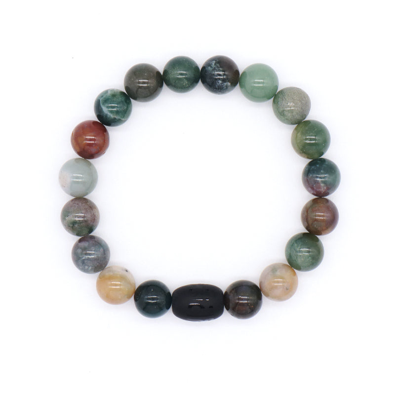 OEM Factory Jewelry Handmade Custom Energy Healing YoGa Elastic 10mm Natural Stone Beads Black Onyx Charm Bracelet For Men Women