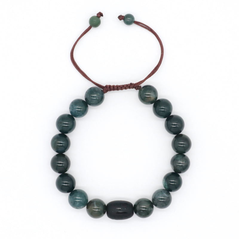 OEM Custom Men Women Healing YoGa Jewelry Handmade Black Onyx Beads Charm10mm Natural Stone Woven Macrame Bracelet