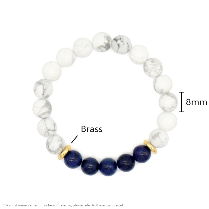 Women Men Fashion Custom Jewelry Wholesale Energy Yoga Elastic Handmade Gold Plated Brass Charm 8mm Natural Stone Beads Bracelet
