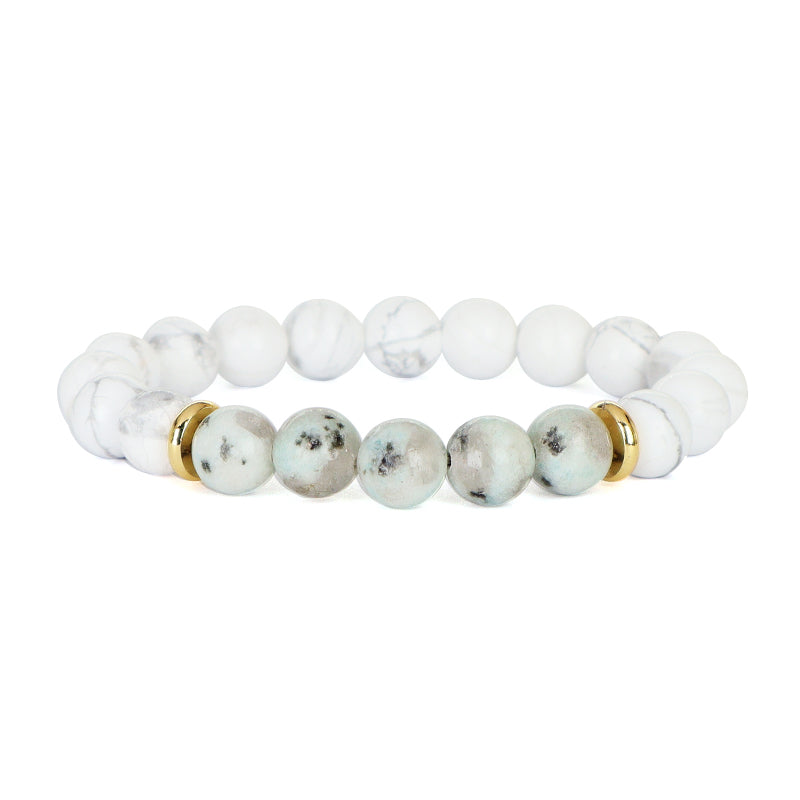 Women Men Fashion Custom Jewelry Wholesale Energy Yoga Elastic Handmade Gold Plated Brass Charm 8mm Natural Stone Beads Bracelet