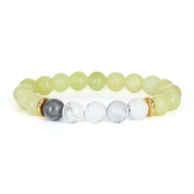 Women Men Fashion Custom Jewelry Wholesale Energy Yoga Elastic Handmade Gold Plated Brass Charm 8mm Natural Stone Beads Bracelet