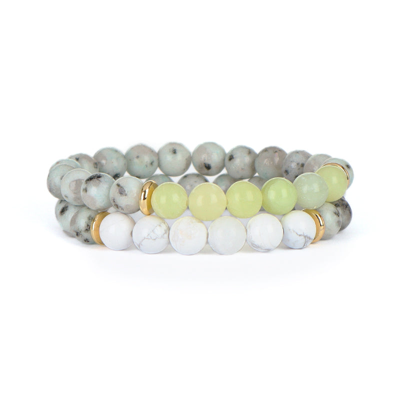 Gold Plated Brass Charm Custom Energy Yoga Healing Elastic Handmade Jewelry Gift 8mm Natural Stone Beads Bracelet For Women Men