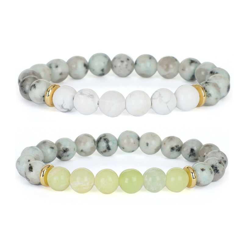 Gold Plated Brass Charm Custom Energy Yoga Healing Elastic Handmade Jewelry Gift 8mm Natural Stone Beads Bracelet For Women Men