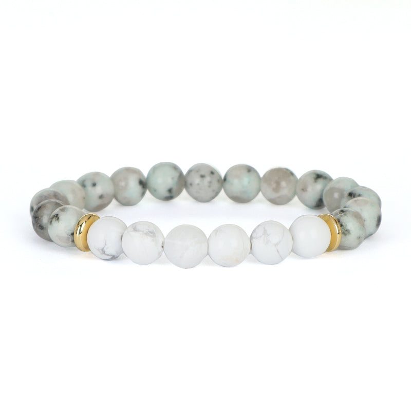 Gold Plated Brass Charm Custom Energy Yoga Healing Elastic Handmade Jewelry Gift 8mm Natural Stone Beads Bracelet For Women Men