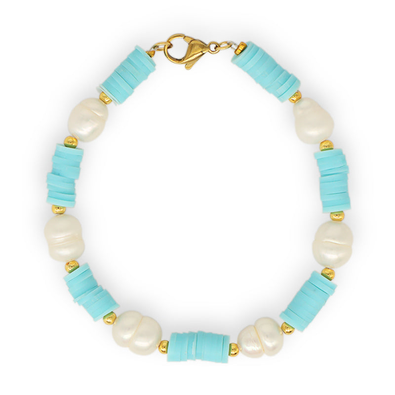 New Arrival Fashion Custom China Factory Women Gold Plated Beads Charm Jewelry Handmade Polymer Clay Fresh Water Pearl Bracelet