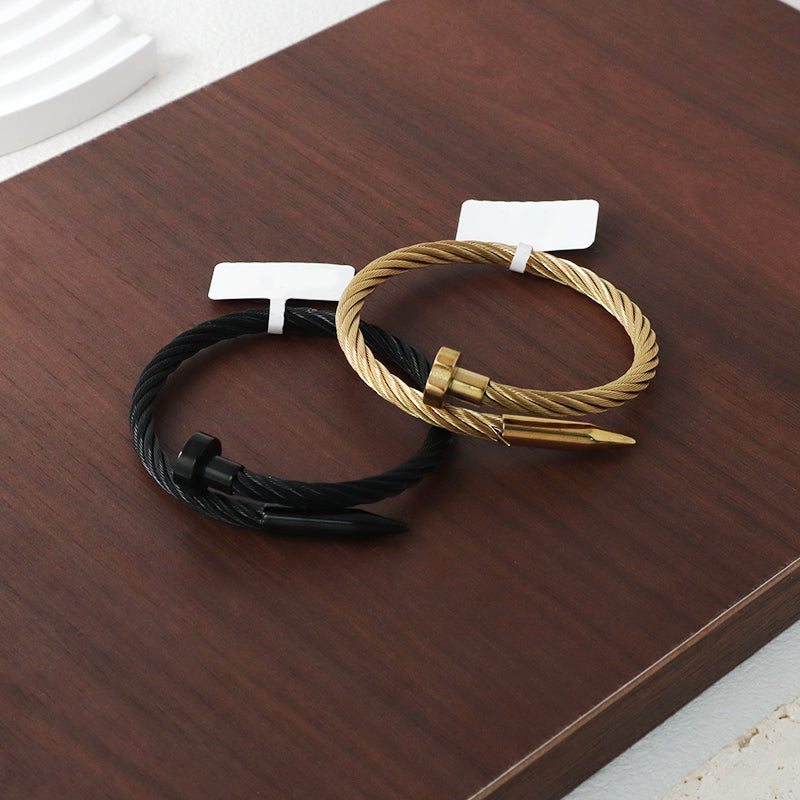 Unique Design Wholesale Custom Factory Jewelry Black Gold Plated Stainless Steel Expandable Cuff Bangle Bracelet For Women