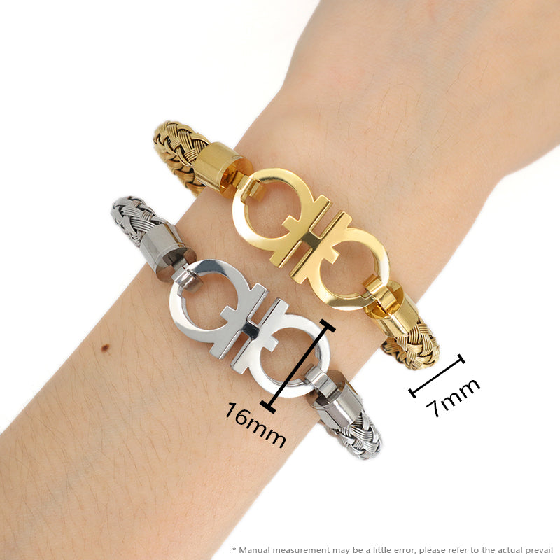 Fashion Design Manufacture Wholesale Custom Factory Jewelry Women Men Gold Plated Clasp Stainless Steel Cuff Bangle Bracelet