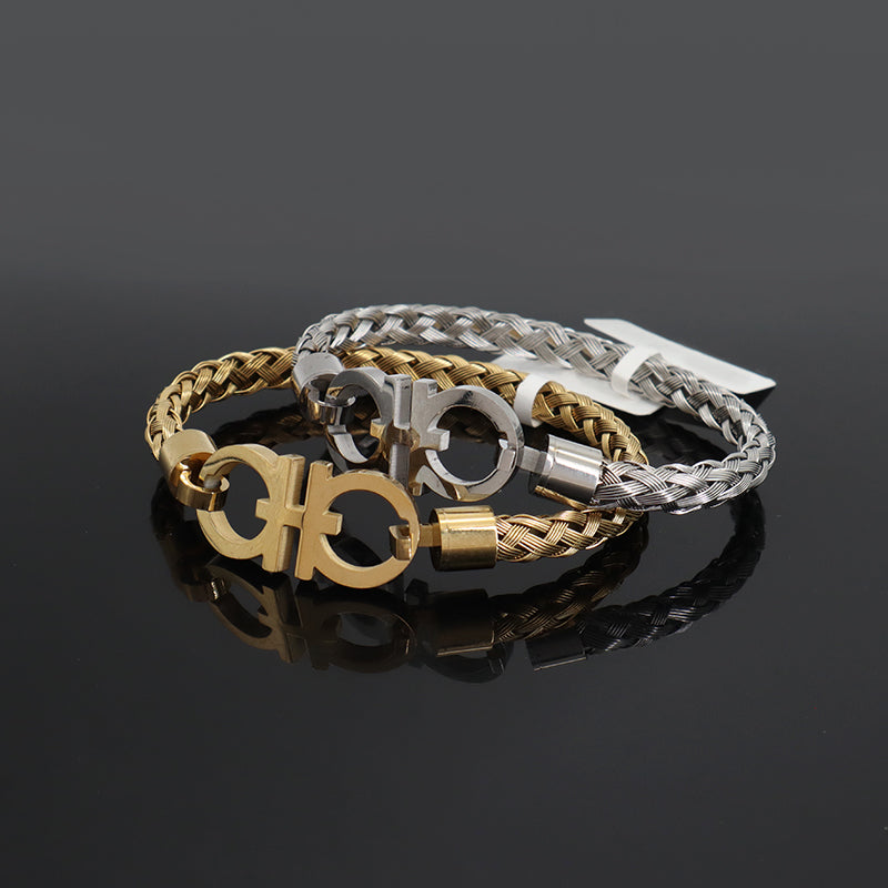 Fashion Design Manufacture Wholesale Custom Factory Jewelry Women Men Gold Plated Clasp Stainless Steel Cuff Bangle Bracelet