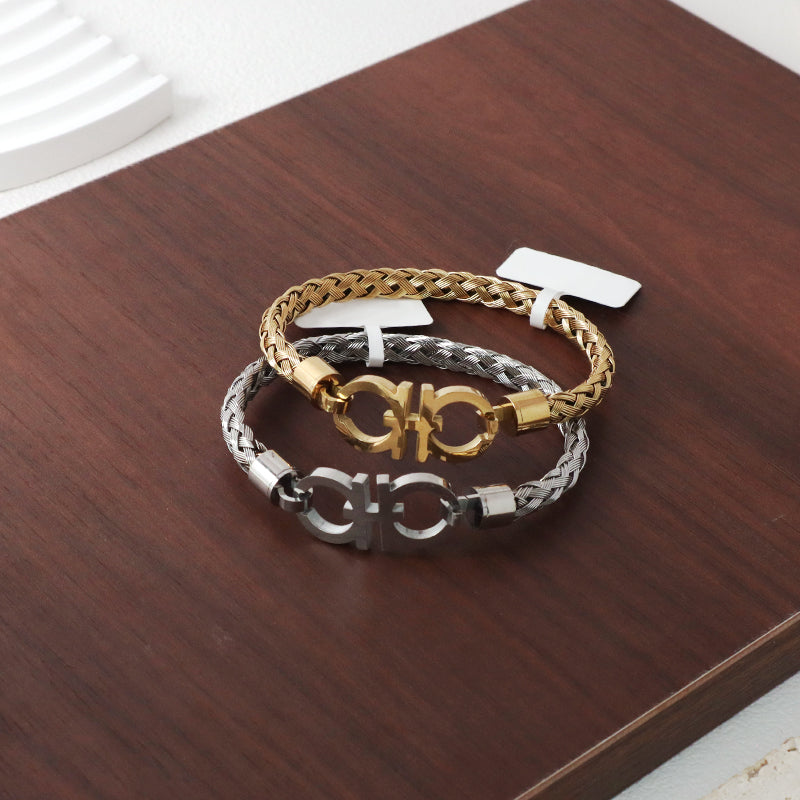 Fashion Design Manufacture Wholesale Custom Factory Jewelry Women Men Gold Plated Clasp Stainless Steel Cuff Bangle Bracelet