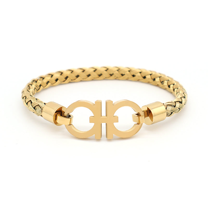 Fashion Design Manufacture Wholesale Custom Factory Jewelry Women Men Gold Plated Clasp Stainless Steel Cuff Bangle Bracelet