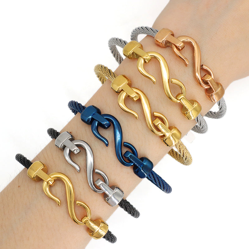 Fashion Design Factory Wholesale Trendy Women Custom Gold Plated Rose Gold Stainless Steel Bangle Bracelet For Jewelry Making