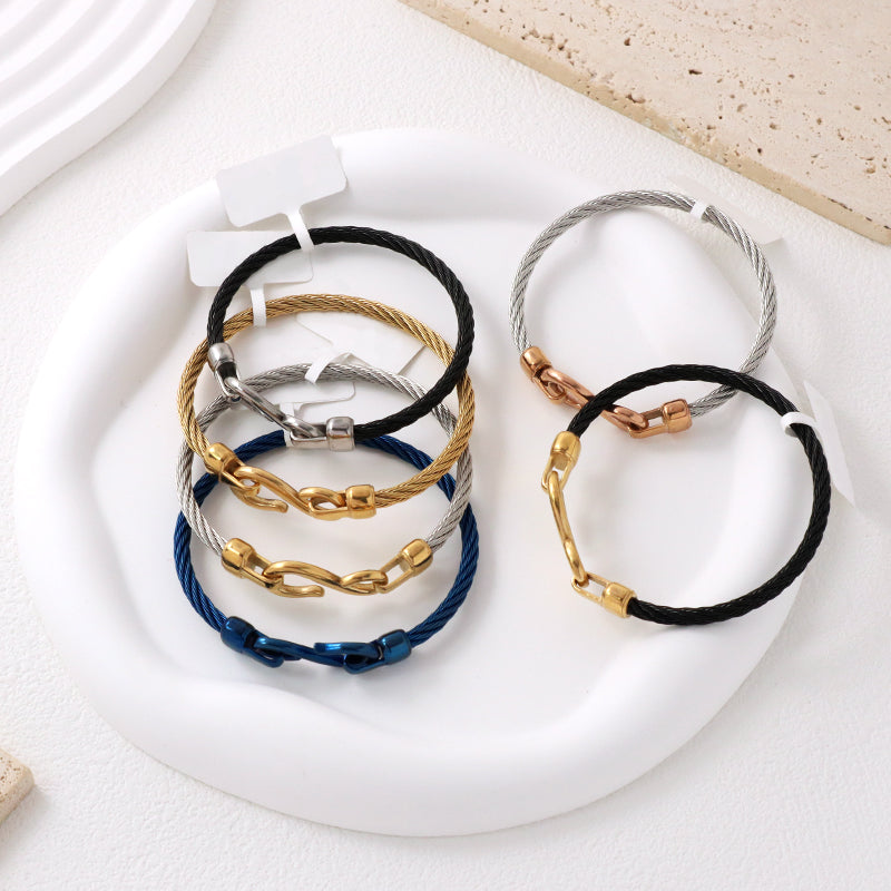 Fashion Design Factory Wholesale Trendy Women Custom Gold Plated Rose Gold Stainless Steel Bangle Bracelet For Jewelry Making
