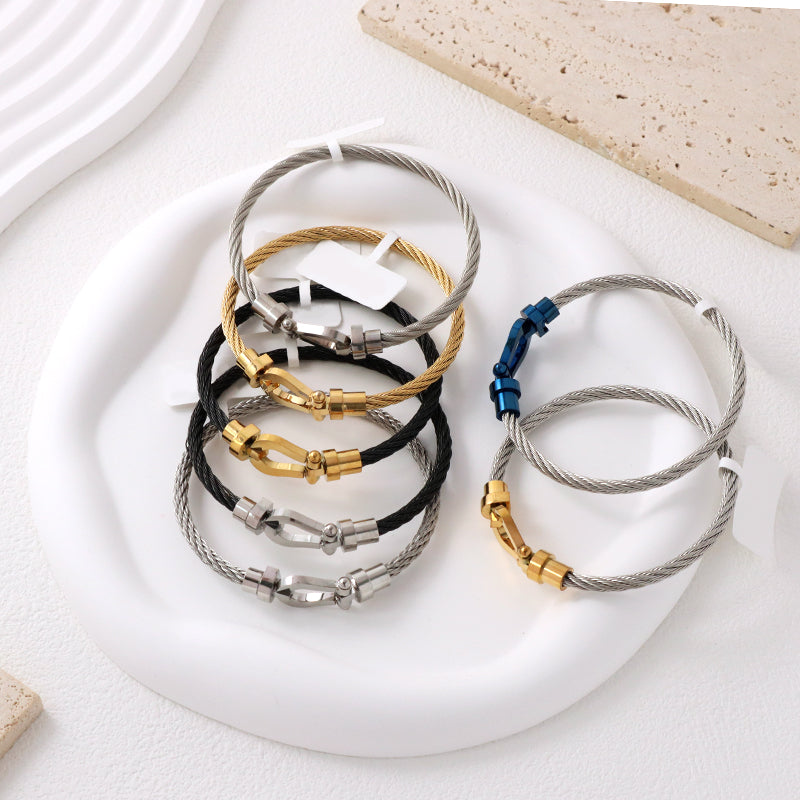Simple Design Custom Factory Wholesale Jewelry Gold Plated Rose Gold Twist Stainless Steel Bangle Bracelet For Women Men