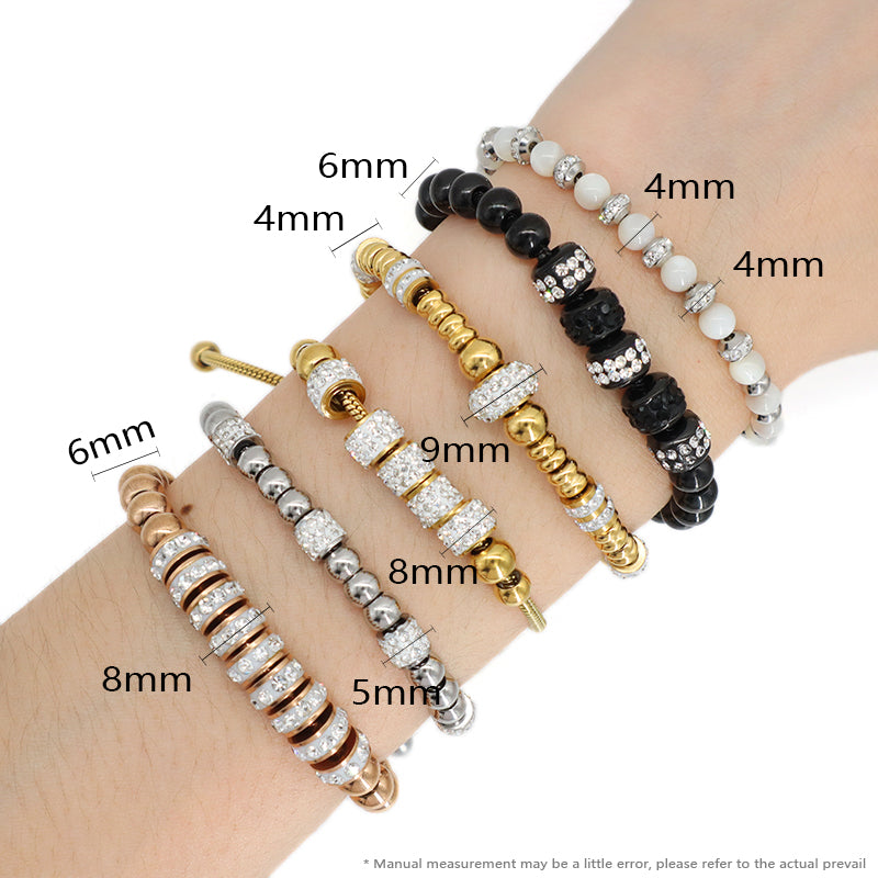 Various Women Factory Wholesale Customized Ajustable Gold Plated Rose Gold Micro Pave CZ Charm Stainless Steel Bracelet Bangle