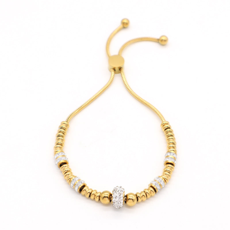Various Women Factory Wholesale Customized Ajustable Gold Plated Rose Gold Micro Pave CZ Charm Stainless Steel Bracelet Bangle
