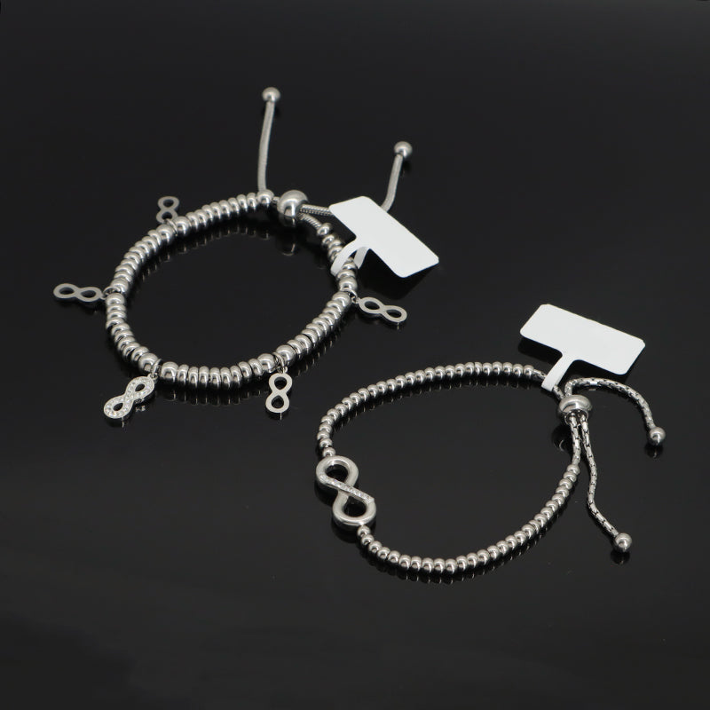Wholesale Custom China Factory Manufacture Ajustable CZ Infinite Charm No Tarnish Stainless Steel Bracelet Bangle For Women