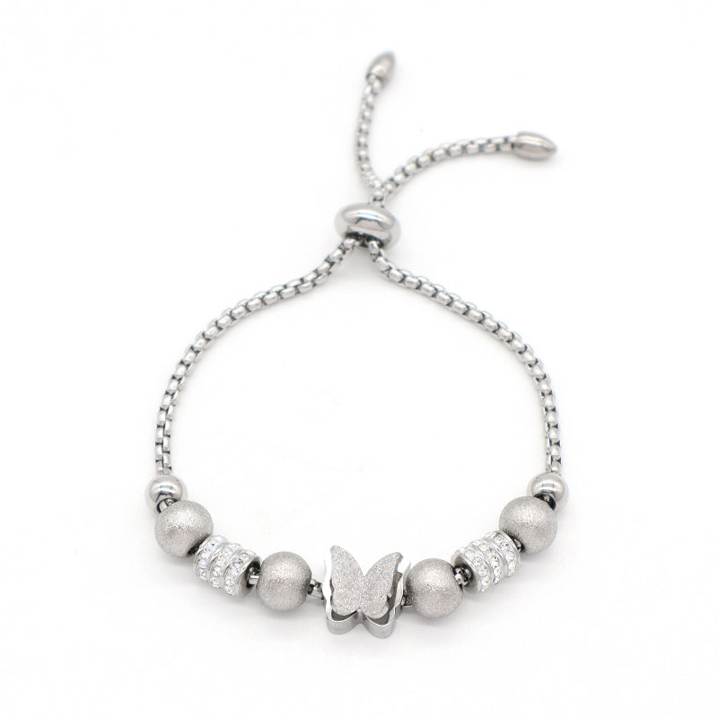 Fashionable Factory New Arrival Wholesale Custom Women Jewelry Ajustable Stainless Steel CZ Gold Plated Butterfly Charm Bracelet Bangle