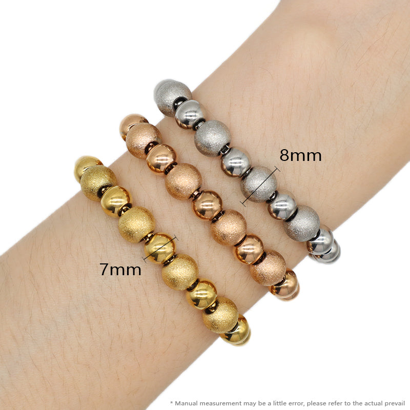Fashion Design Wholesale Customized Factory Manufacture Jewelry Ajustable Gold Plated Rose Plated Beads Charm Stainless Steel Cuff Bangle Bracelet For Women Gift