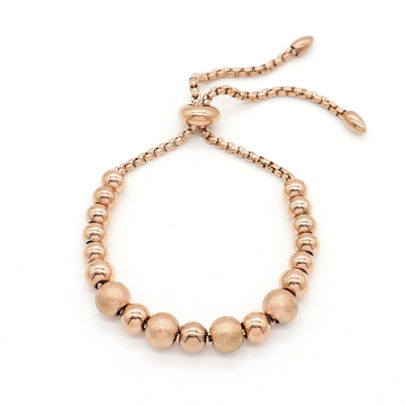 Fashion Design Wholesale Customized Factory Manufacture Jewelry Ajustable Gold Plated Rose Plated Beads Charm Stainless Steel Cuff Bangle Bracelet For Women Gift