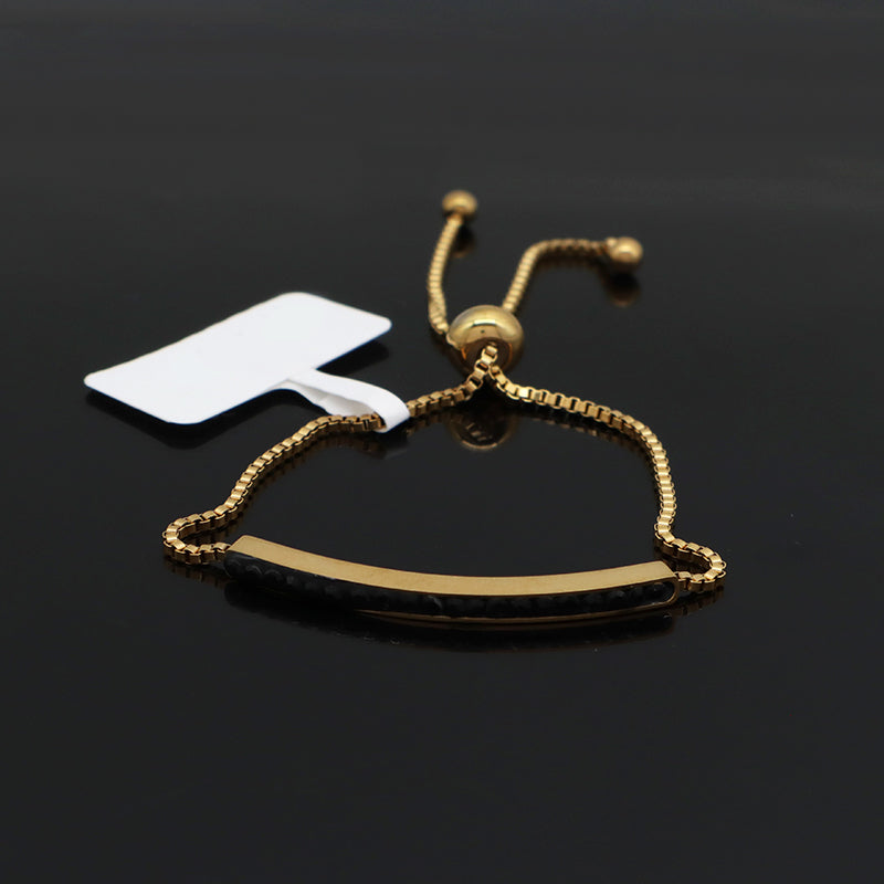 Simple Design Manufacture Wholesale Fashionable Custom Factory Jewelry Ajustable Women Gold Plated Black Charm Stainless Steel Cuff Bangle Bracelet For Gift