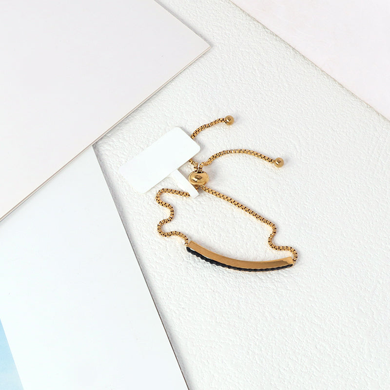 Simple Design Manufacture Wholesale Fashionable Custom Factory Jewelry Ajustable Women Gold Plated Black Charm Stainless Steel Cuff Bangle Bracelet For Gift