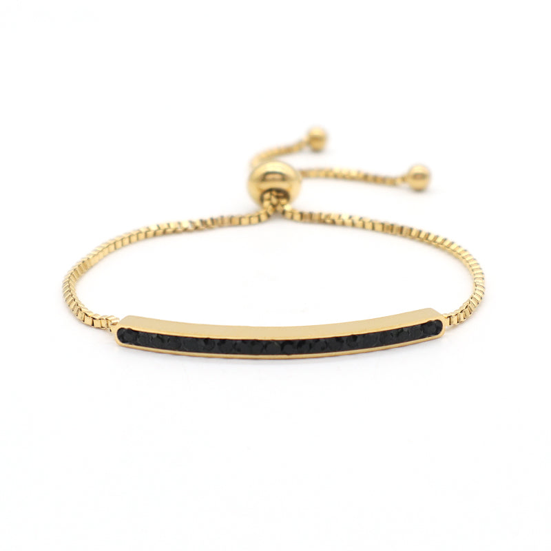 Simple Design Manufacture Wholesale Fashionable Custom Factory Jewelry Ajustable Women Gold Plated Black Charm Stainless Steel Cuff Bangle Bracelet For Gift