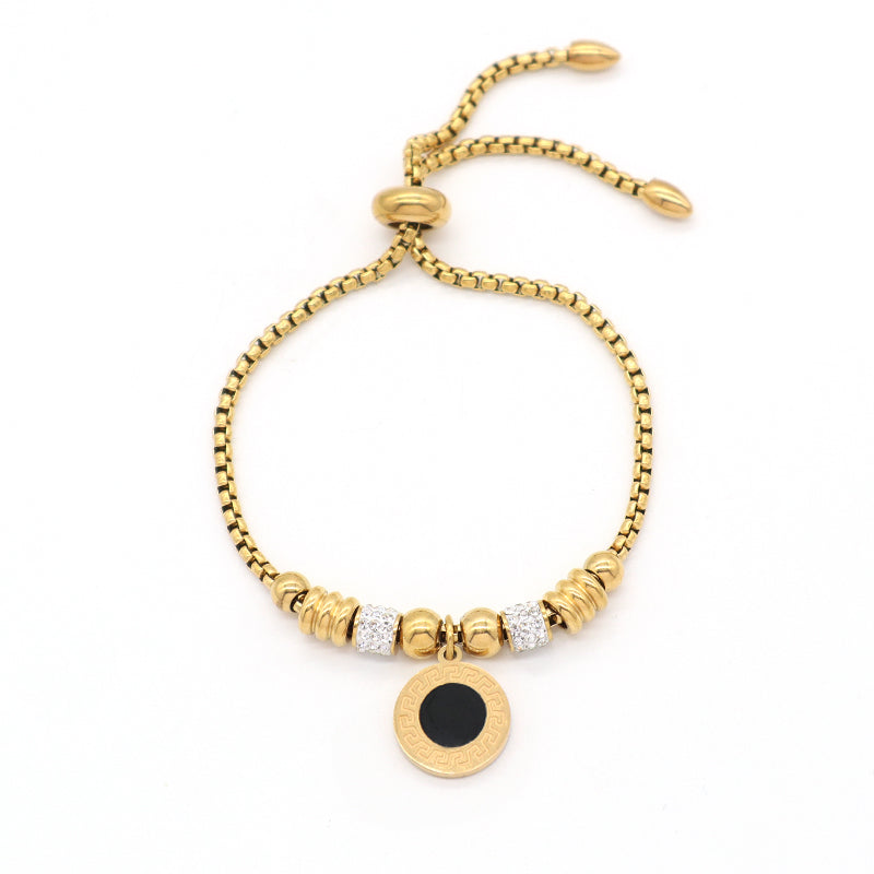 Newest 2023 Manufacture Fashion Factory Wholesale Custom Jewelry Stainless Steel Gold Plated Ajustable CZ Round Cross Flower Charm Bracelet Bangle For Women Gift