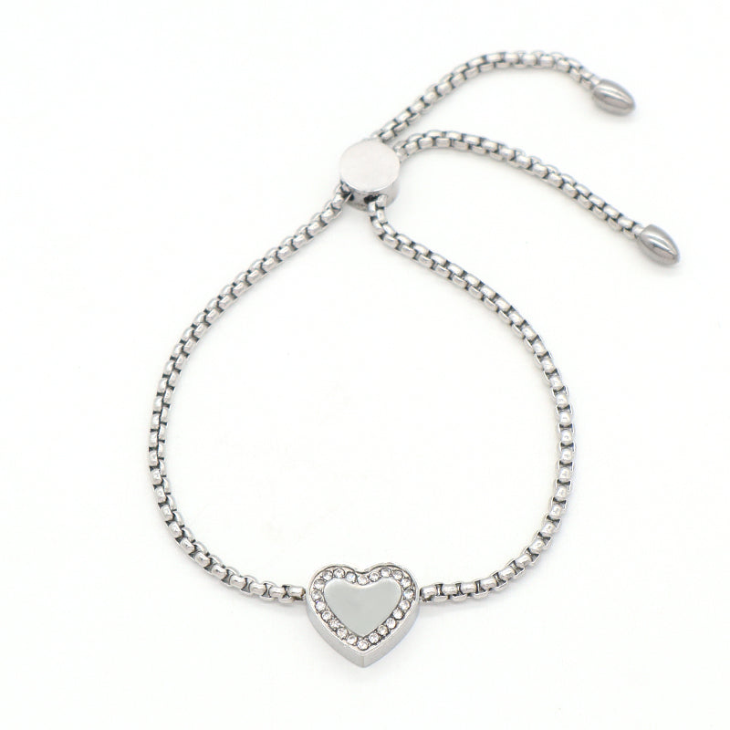 Wholesale Fashionable Custom Manufacture China Factory Love Heart Charm Bracelet Jewelry Ajustable CZ Women Gold Plated Love Stainless Steel Cuff Bangle For Gift Women